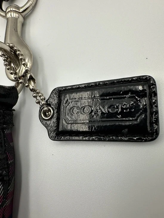 Coach Poppy Plaid Tartan Wristlet Double Zip Y2K Glam Signature C Pink Black - Picture 2 of 16